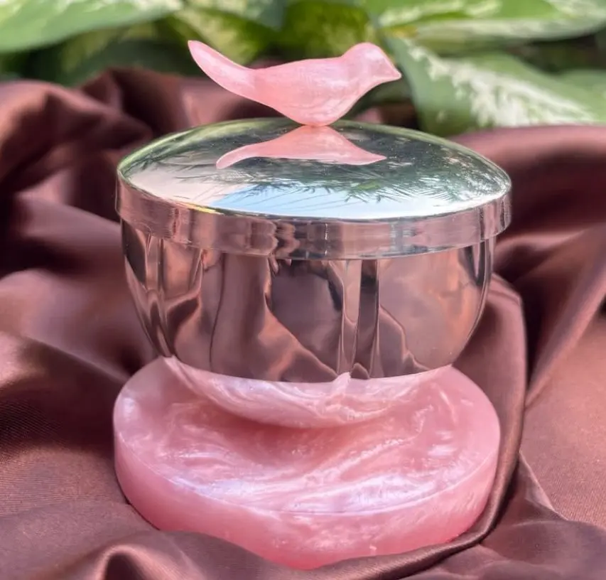 Pink Crystal Bird Box — Handcrafted Export Product by NXTGENEXPORTS, Moradabad